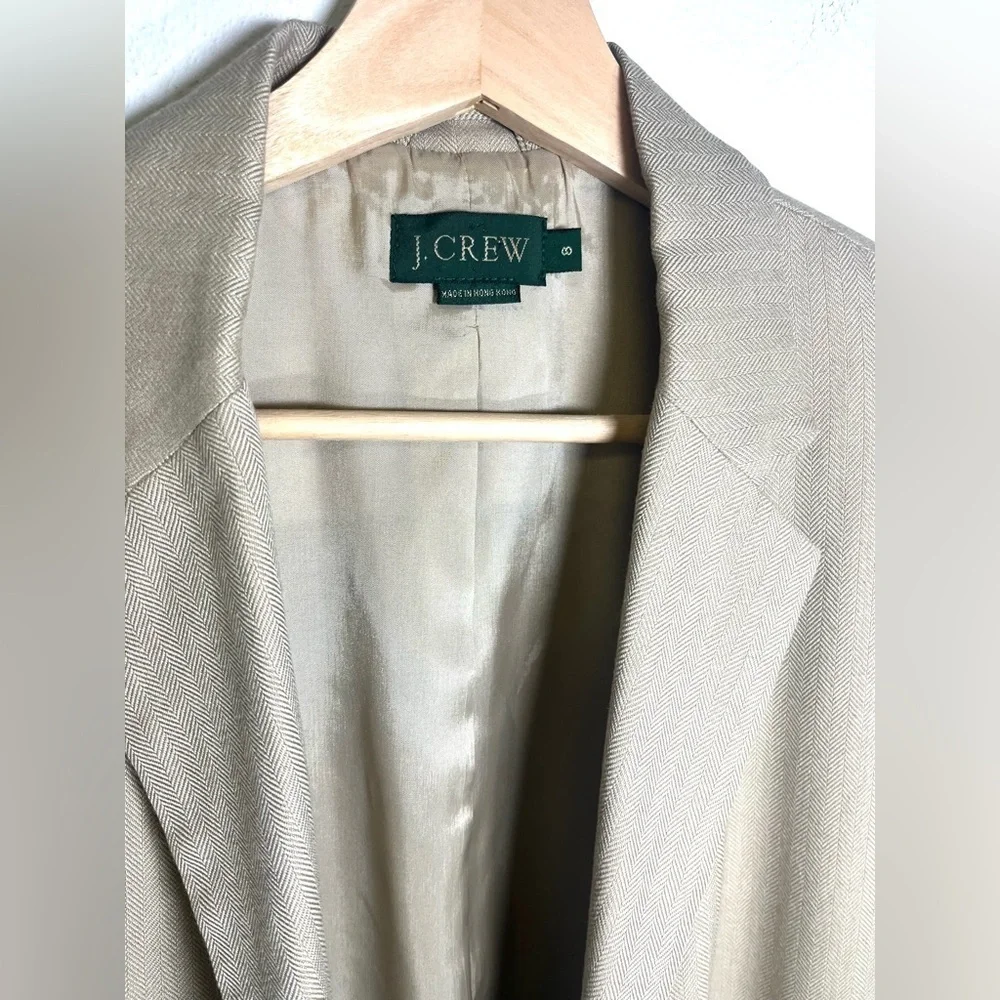J. Crew Vintage Green Tag  Wool Blend Herringbone Women’s Jacket Blazer  Size 8